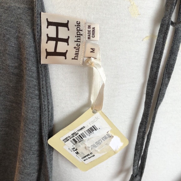 Haute Hippie, NWT, Draped Low-Back Gray Graphite Mini Dress, Size Medium - Picture 6 of 6